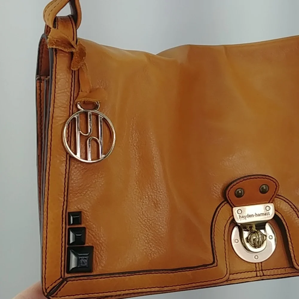 Hayden Cognac Leather Harnett Satchel Bag